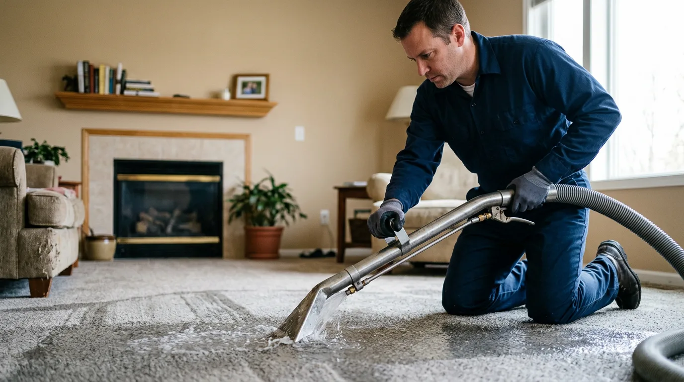 Water damage restoration technician working near Milford, NH